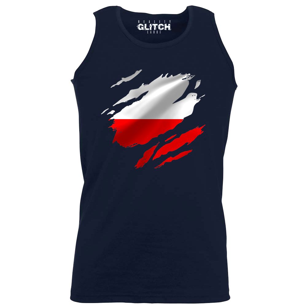 Torn Poland Flag Men's Vest Polish Warsaw Country national football - Picture 13 of 16