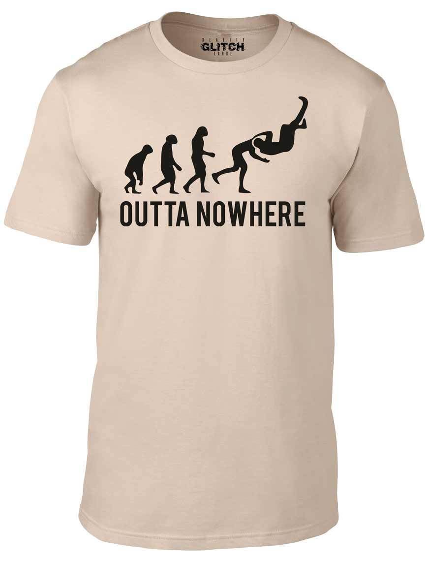 Outta Nowhere T-Shirt – Funny t shirt wrestling joke move wrestle sport retro rk
