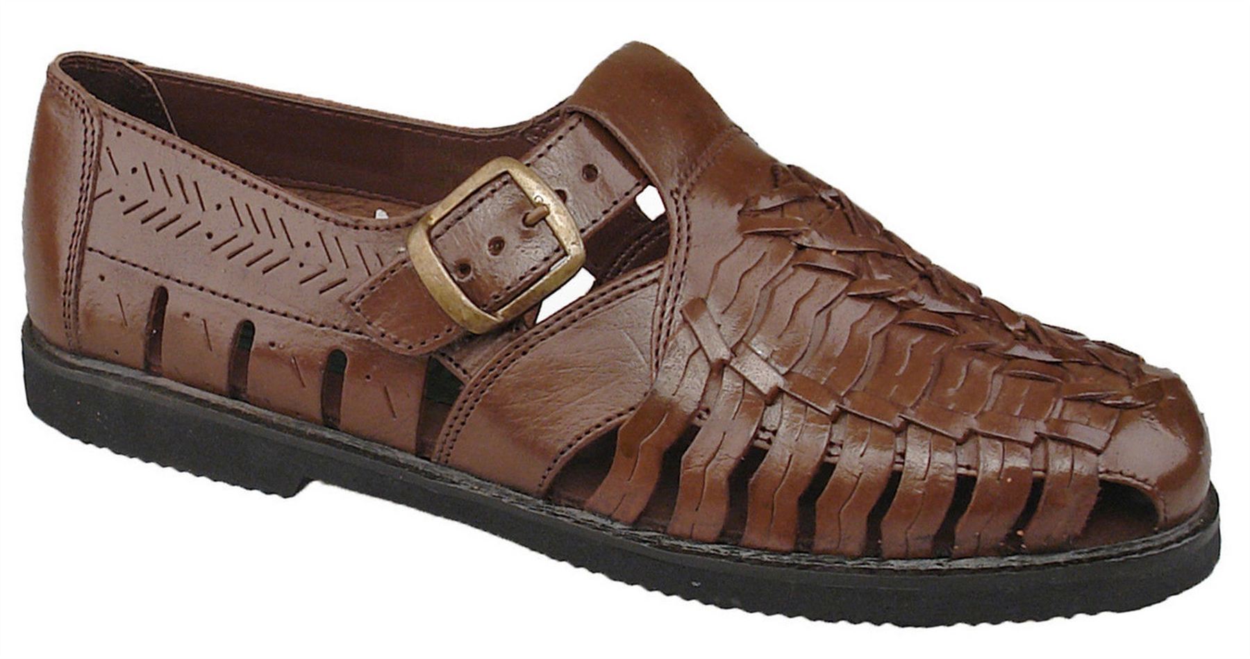 Mens Sandals Leather Buckle Strap Padded Sock Closed Toe Shoes Size | eBay