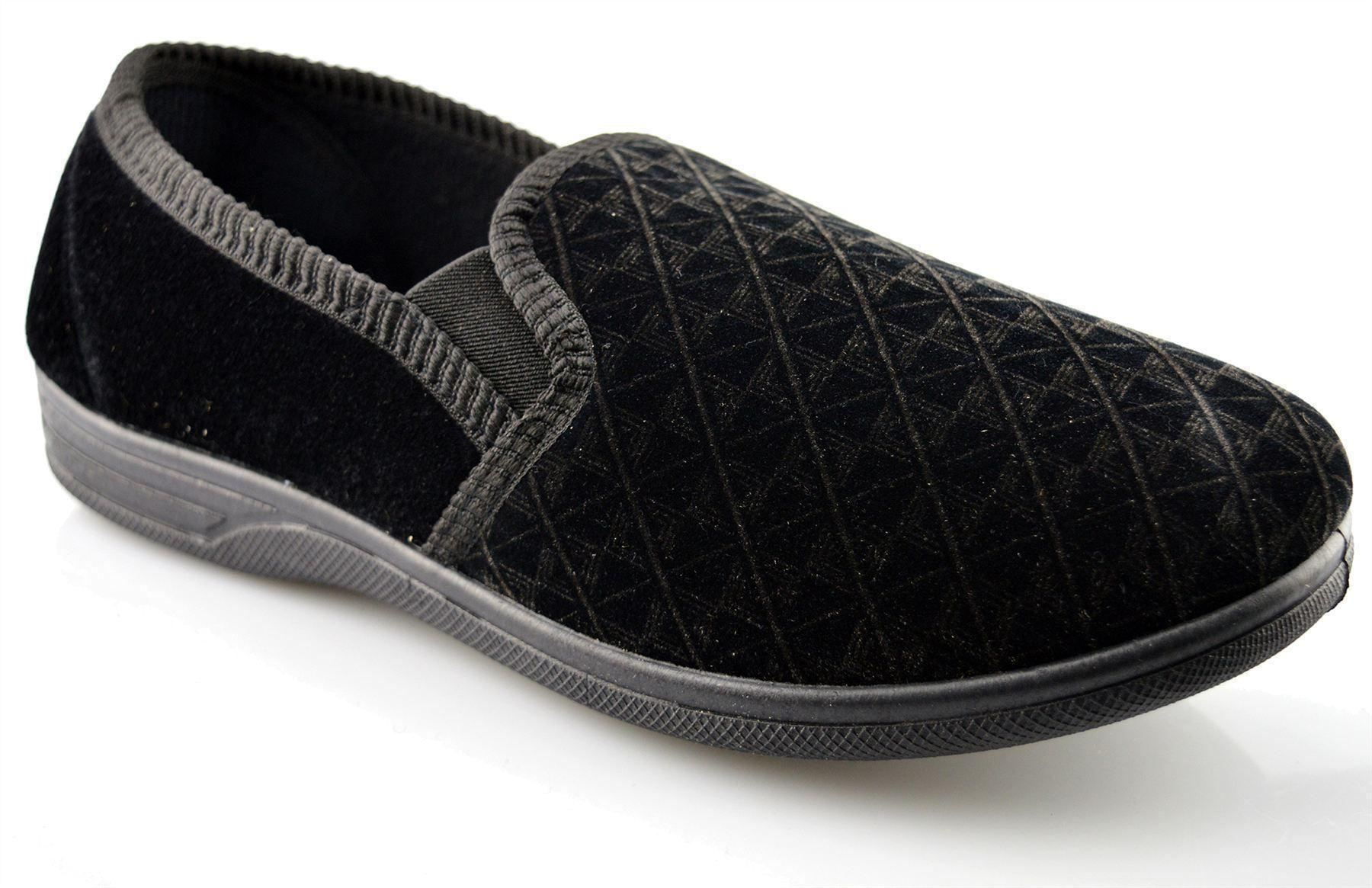 Mens New Boxed Slip On Velour Twin Gusset Slippers Shoes Size 616 eBay