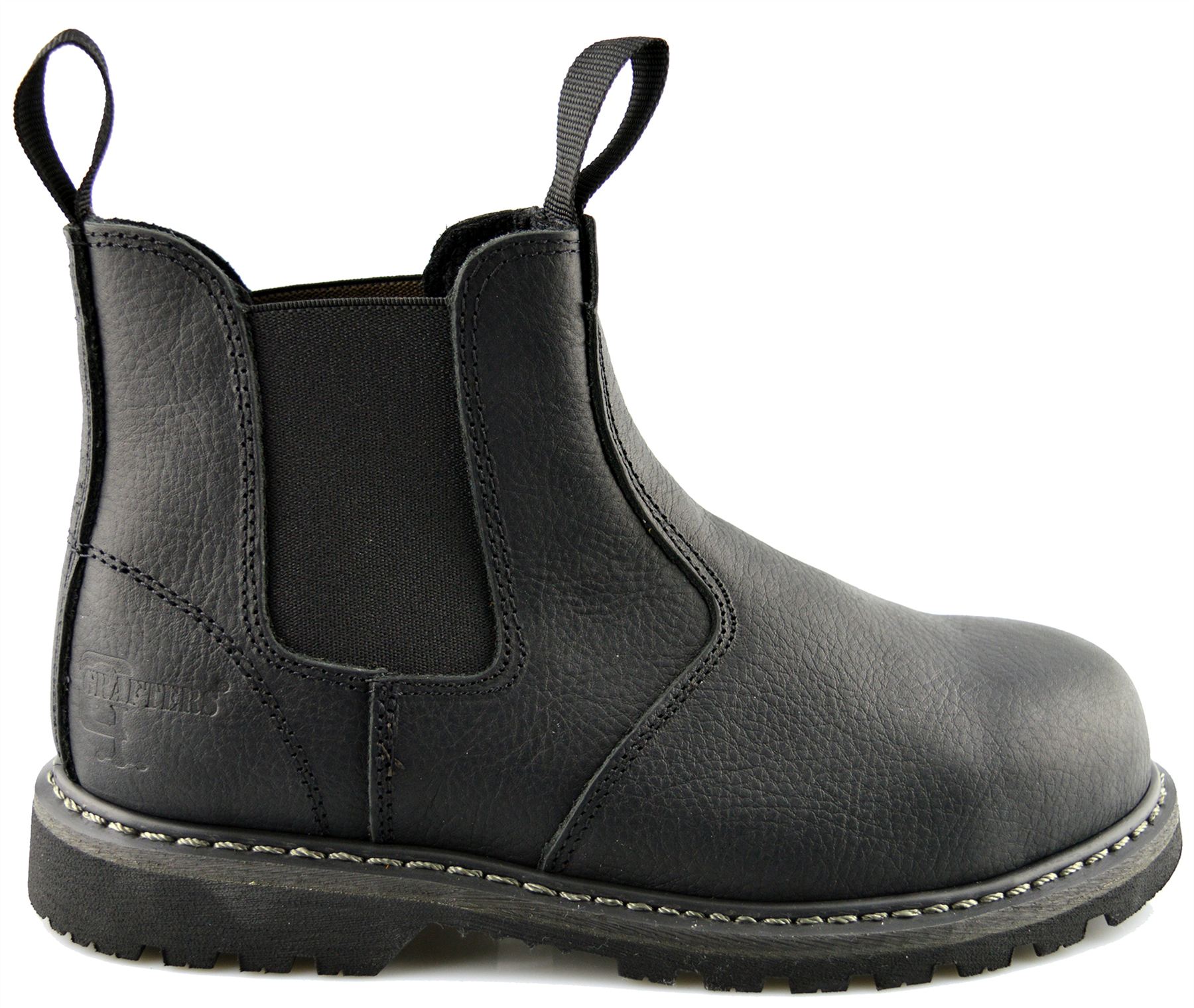 Mens Leather Goodyear Welted Safety Dealer Chelsea Work Boots Shoes