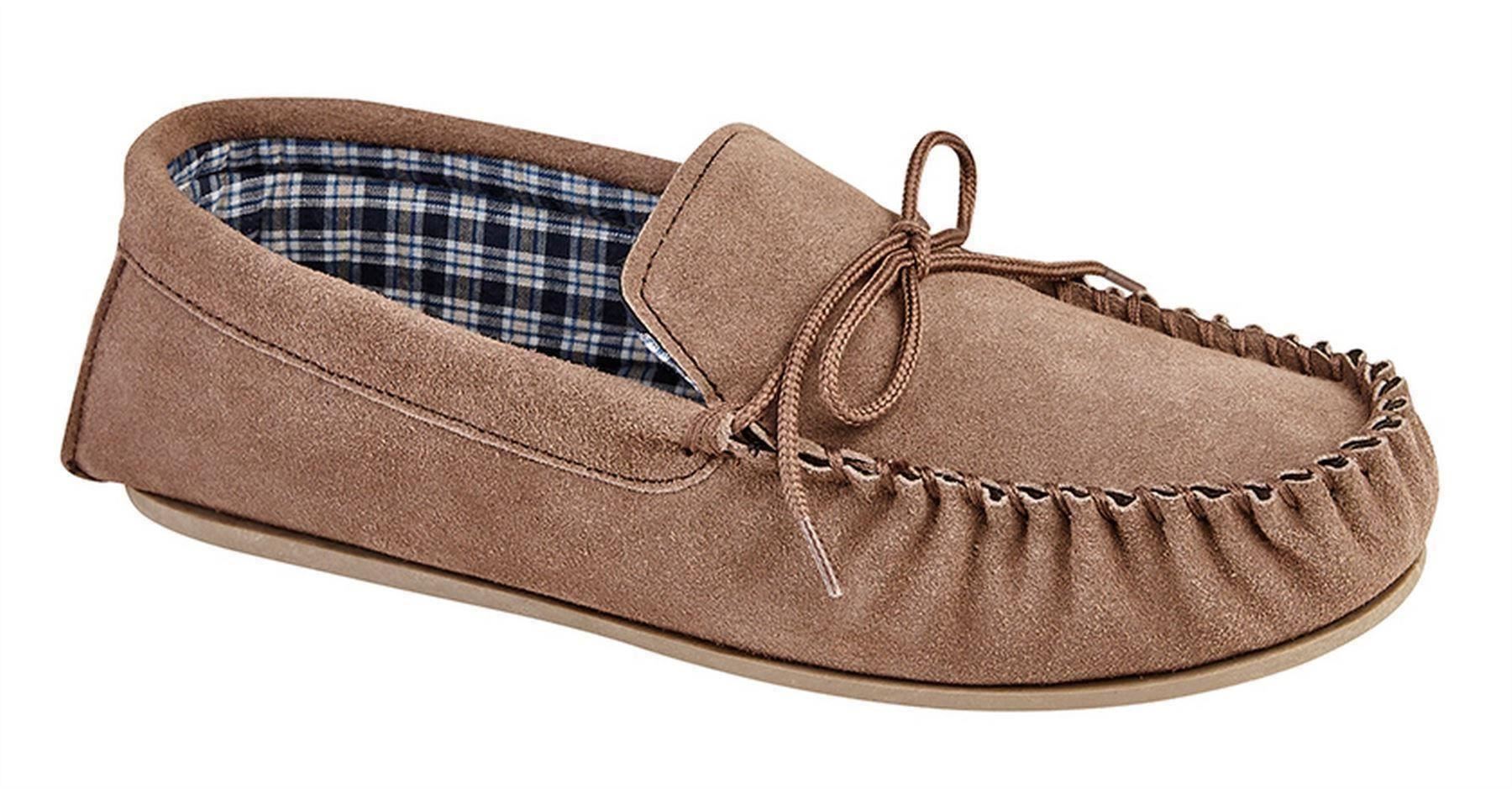 Mens Leather Suede Slippers Mokkers Slip On Moccasin Stitched TPR Sole Shoes Mens Leather Suede Slippers Mokkers Slip On Moccasin Stitched TPR Sole Shoes