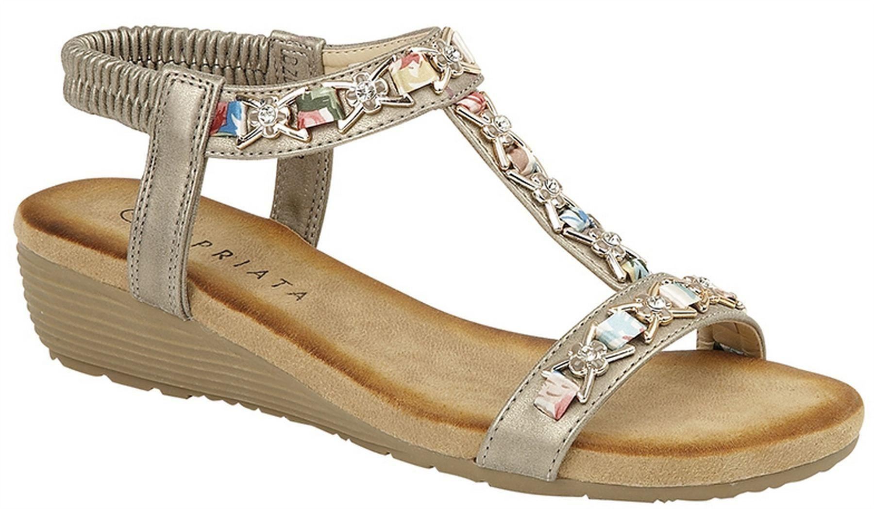 Ladies Womens Jewelled Sling Back Low Wedge Slip On Beach Sandals Shoes Size | eBay