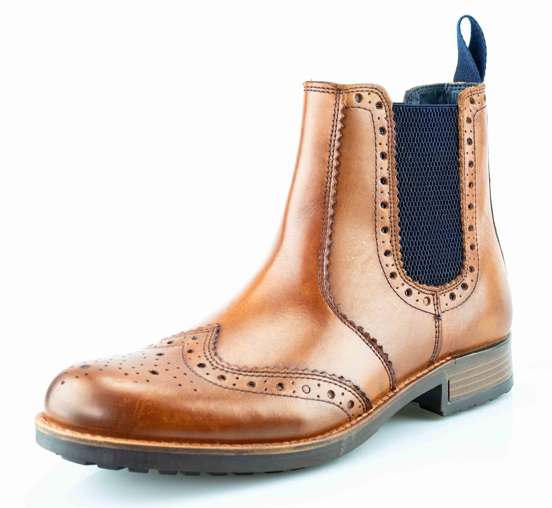 Mens Leather Chelsea Dealer Casual Smart Slip On Brogues Ankle Boots Shoes Size - Picture 13 of 13