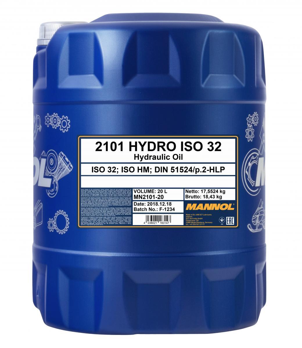 Mannol 20L ISO 32 Hydraulic Oil High Grade Shell Tellus 27 DIN 51524