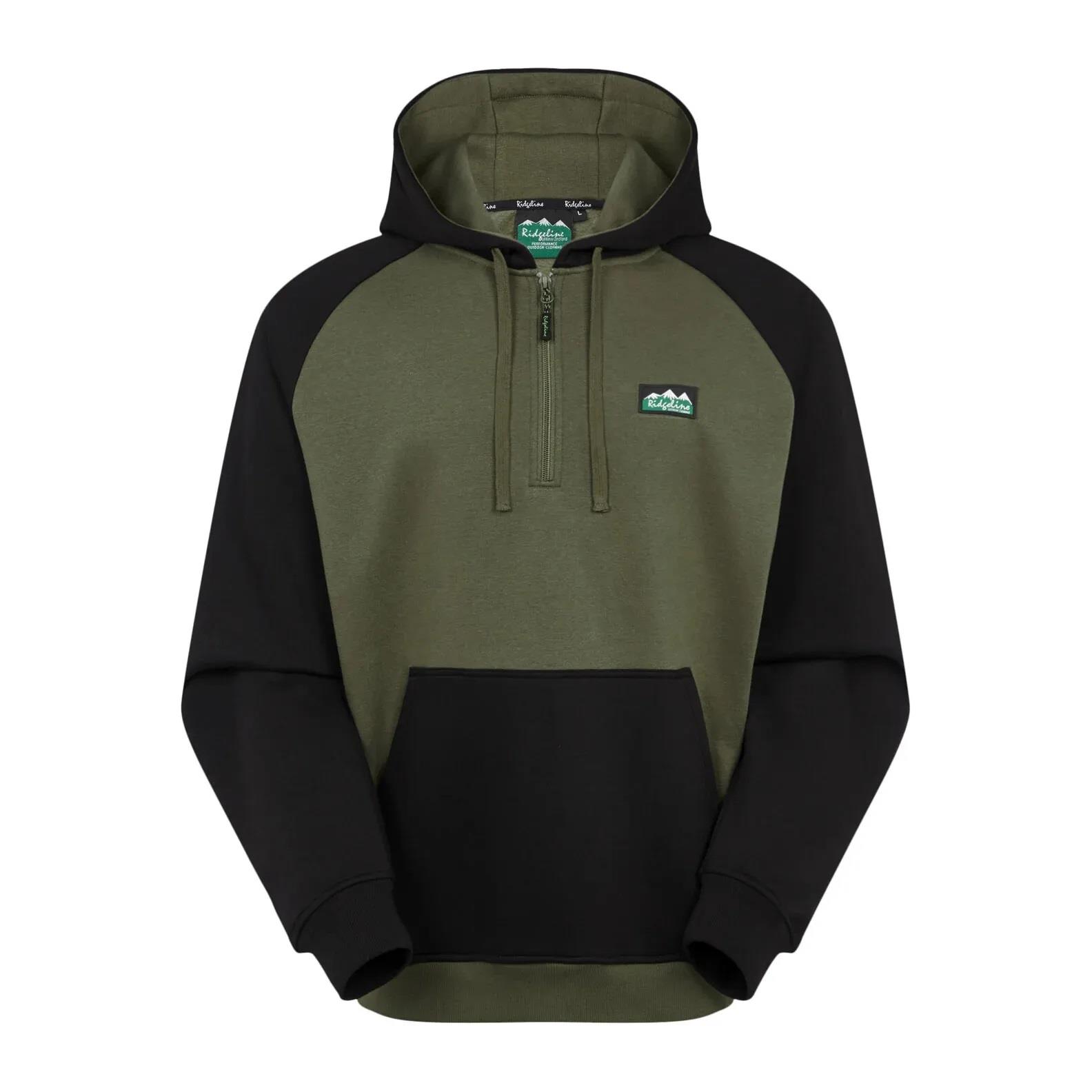 Ridgeline Kindred Hoodie Olive Black Orange Unisex Quarter Zip