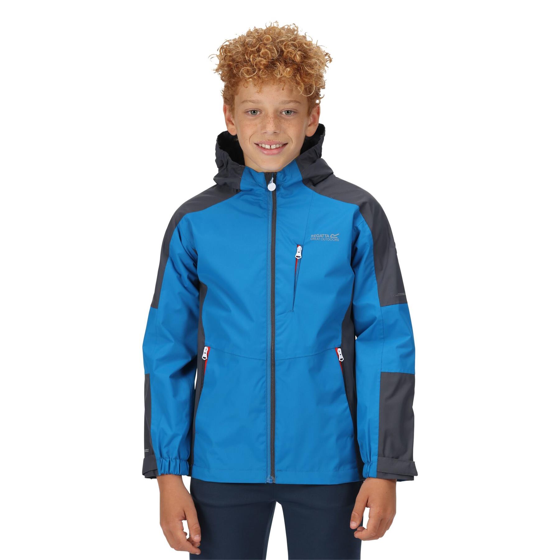 Giacca da taschino Regatta Bambini Calderdale II Impermeabile con Cappuccio Cerniera Cappotto Ragazzo Ragazze - Foto 13 di 19