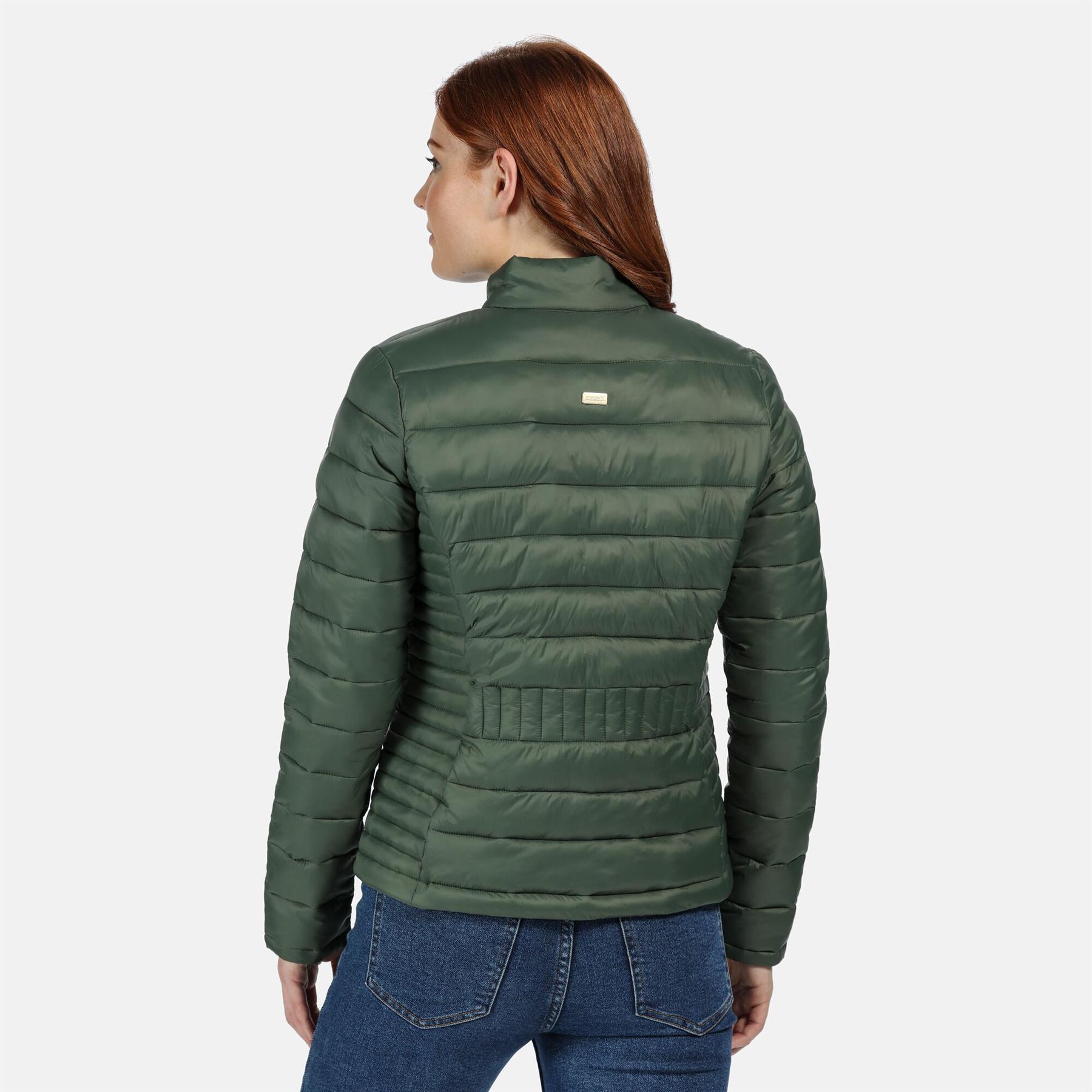 Regatta Womens Karenna Quilted Jacket Full Zip Up Coat Puffa Green Navy