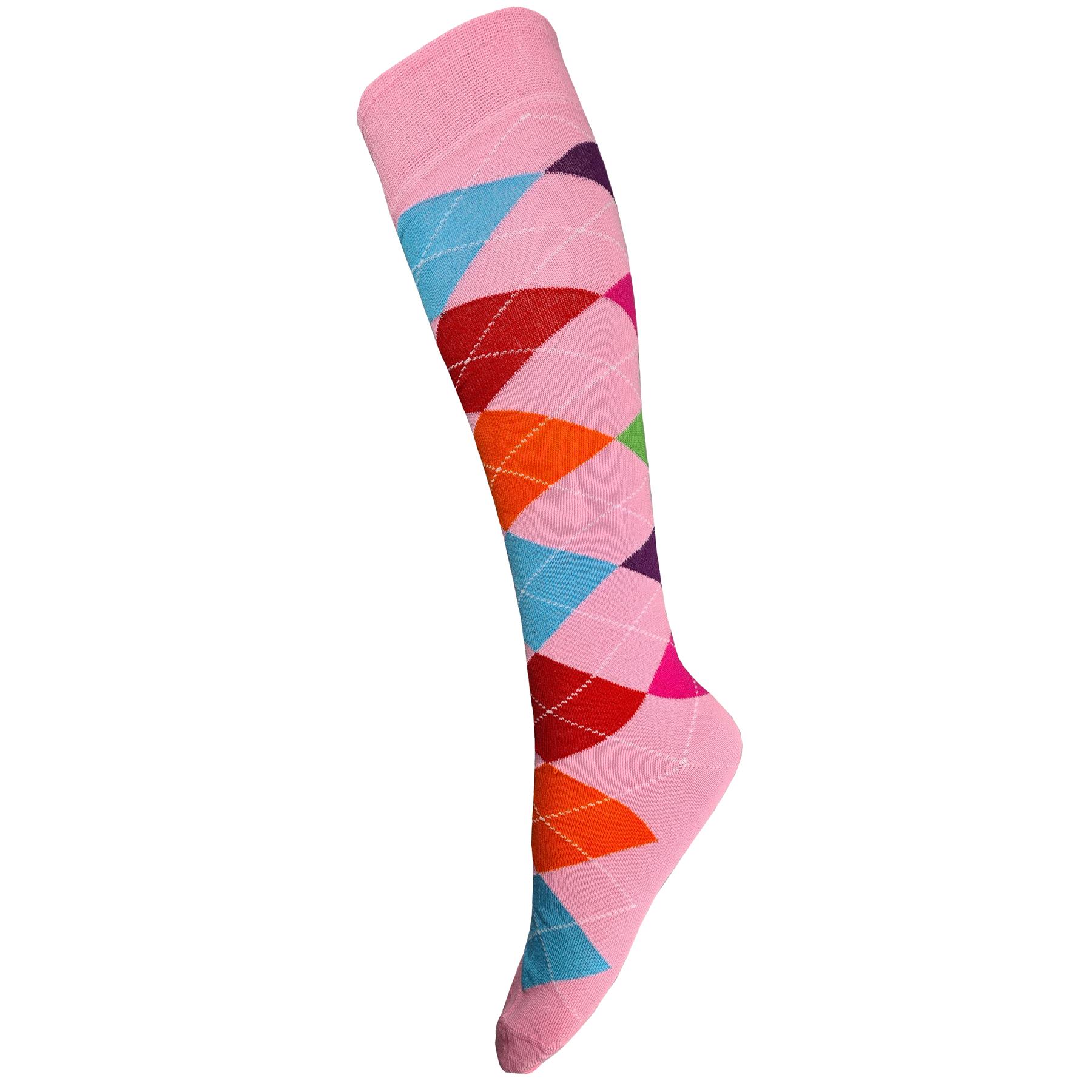 Ladies Knee Long Argyle Riding Socks Horse Equestrian Diamond Pattern Cotton
