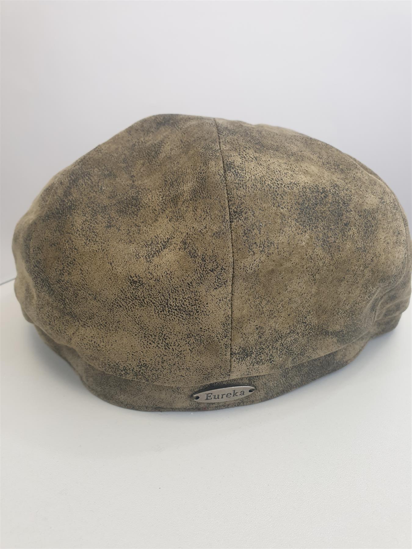 Genuine Eureka Stockade Men 8 Piece Distressed Olive Leather Baker Boy