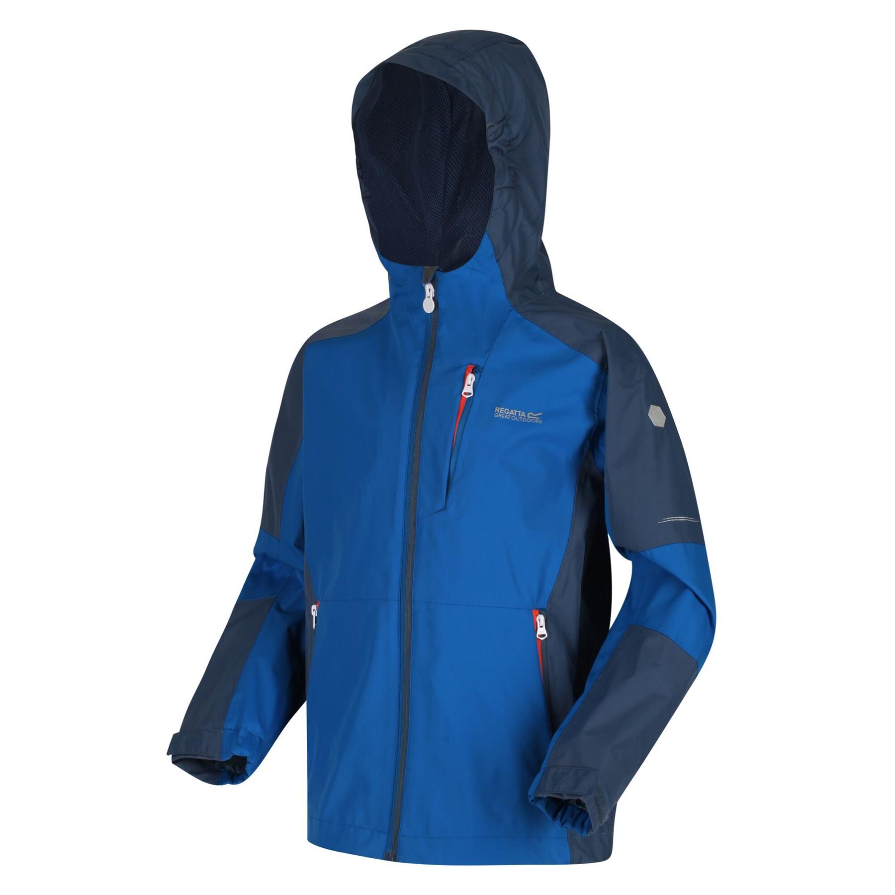 Giacca da taschino Regatta Bambini Calderdale II Impermeabile con Cappuccio Cerniera Cappotto Ragazzo Ragazze - Foto 3 di 19