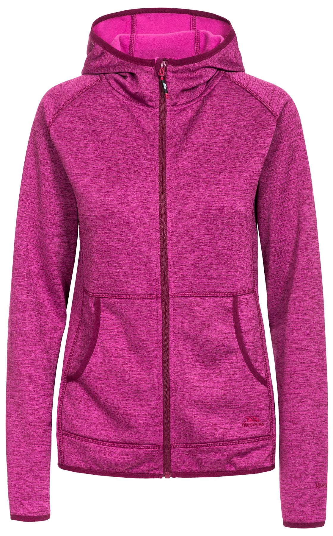 Trespass Womens Youri Melange Full Zip Up Fleece Jacket Pouch Hoodie Hooded Coat - Picture 3 of 7