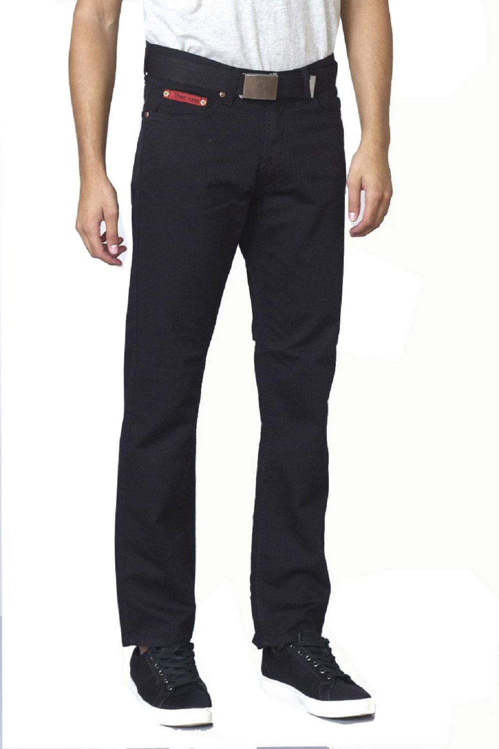 Duke London Mens Bedford Cord Enzyme Washed Jeans in Black (Mario
