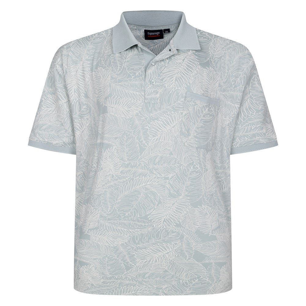 Espionage Leaf Print Polo Shirt For Men in Light Green, 2XL-8XL