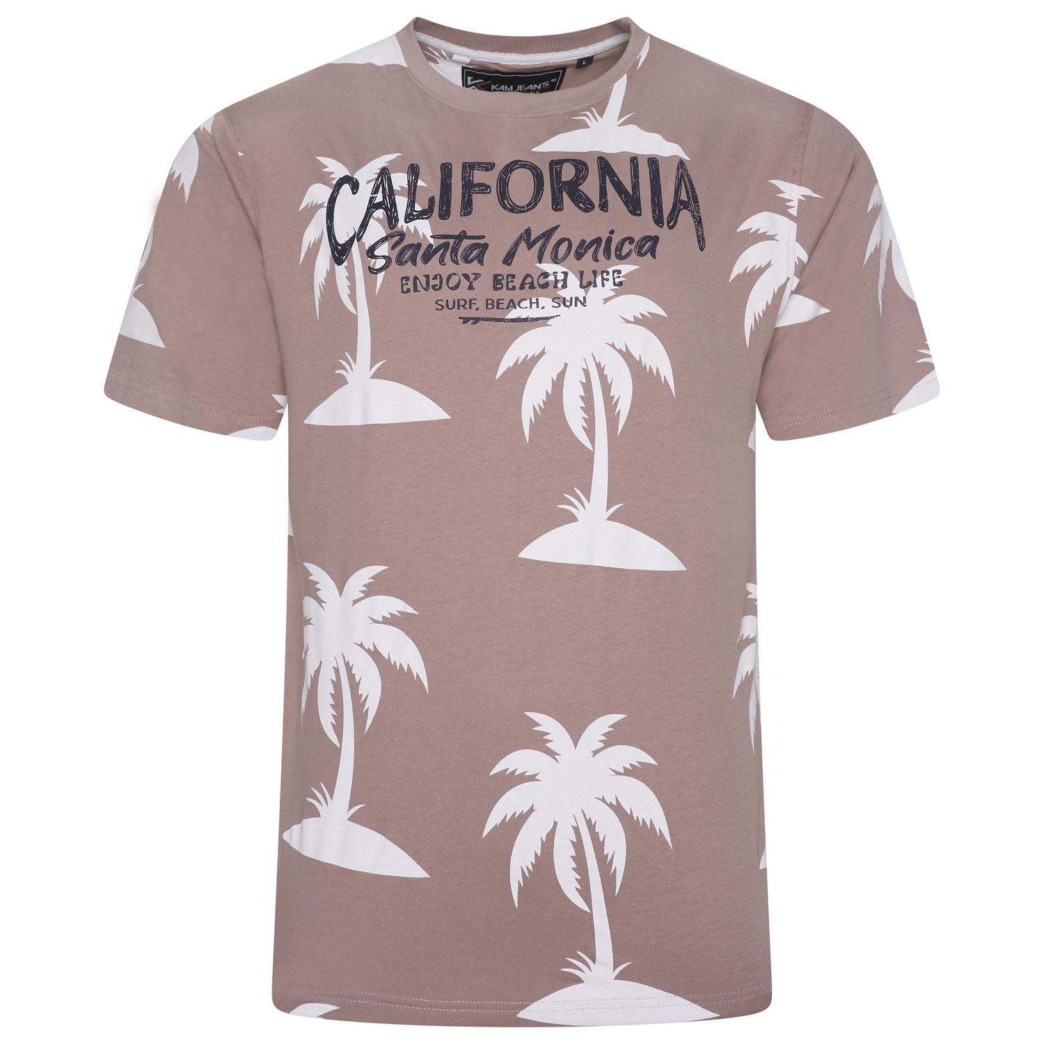 KAM Palm Print California Tee For Men in 3 Colours, 2XL-8XL