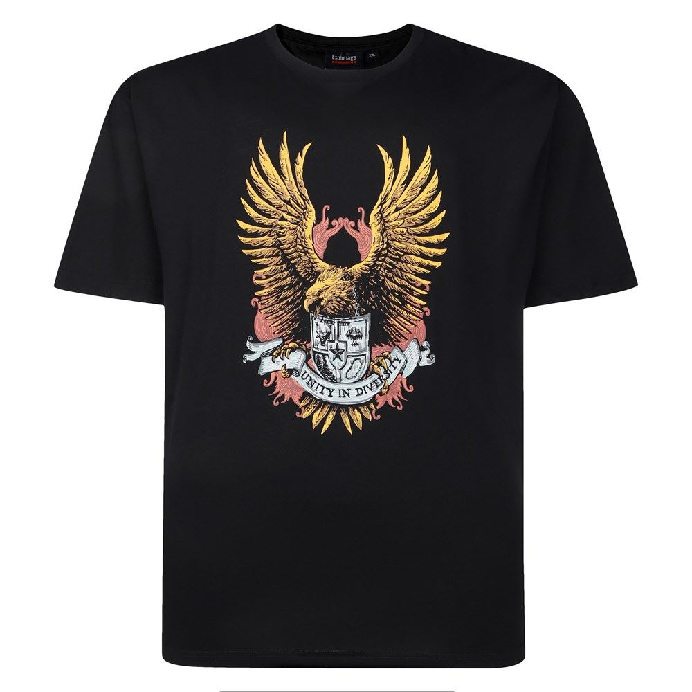 Espionage Eagle Print Tee For Men in Black, 2XL-8XL