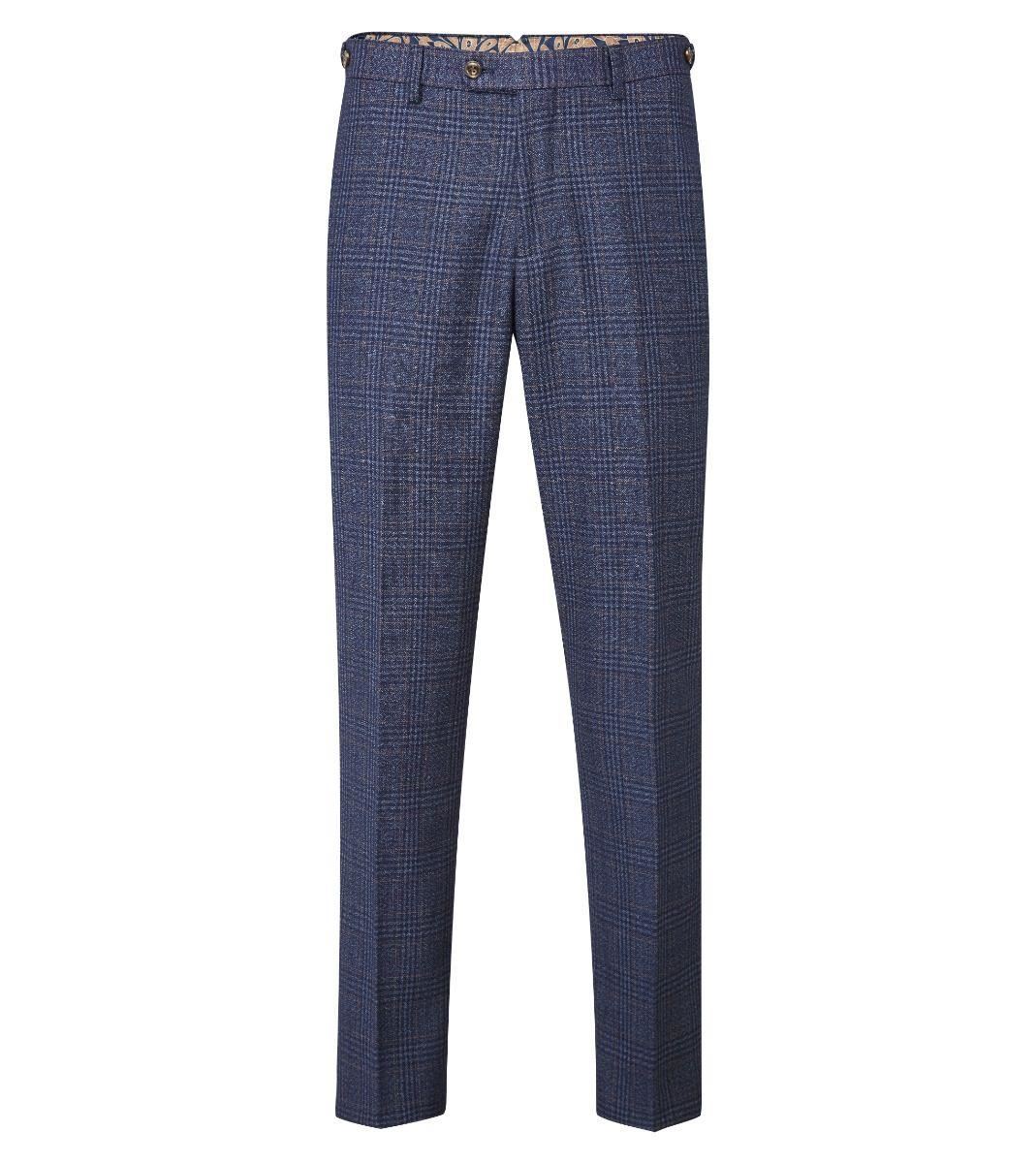 Skopes Men’s Woolf Tailored Fit Trouser in Navy Check 28 Short to 66 Regular