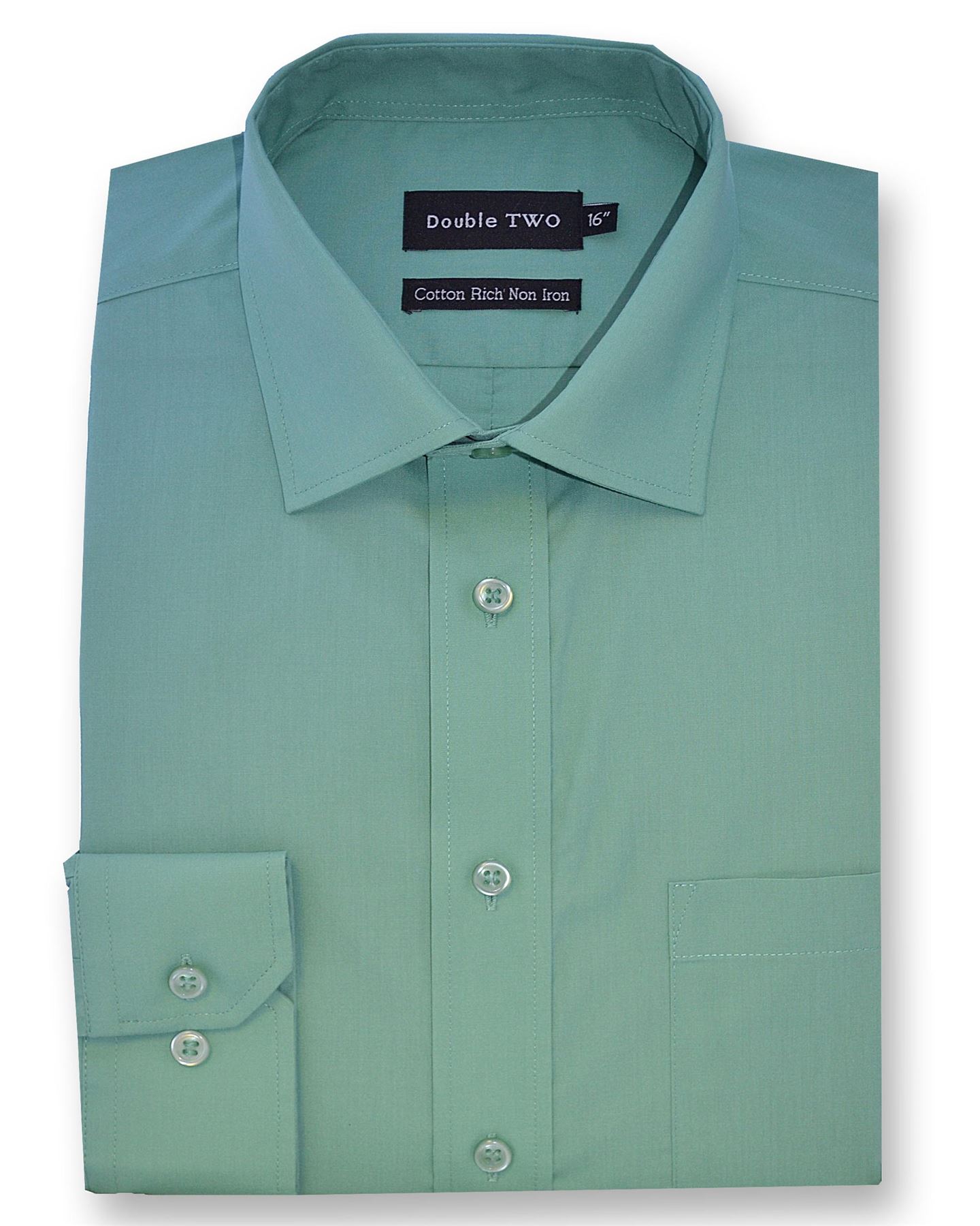 Double Two Homme Manches Longues Coton Riche Non Fer Chemise (4500