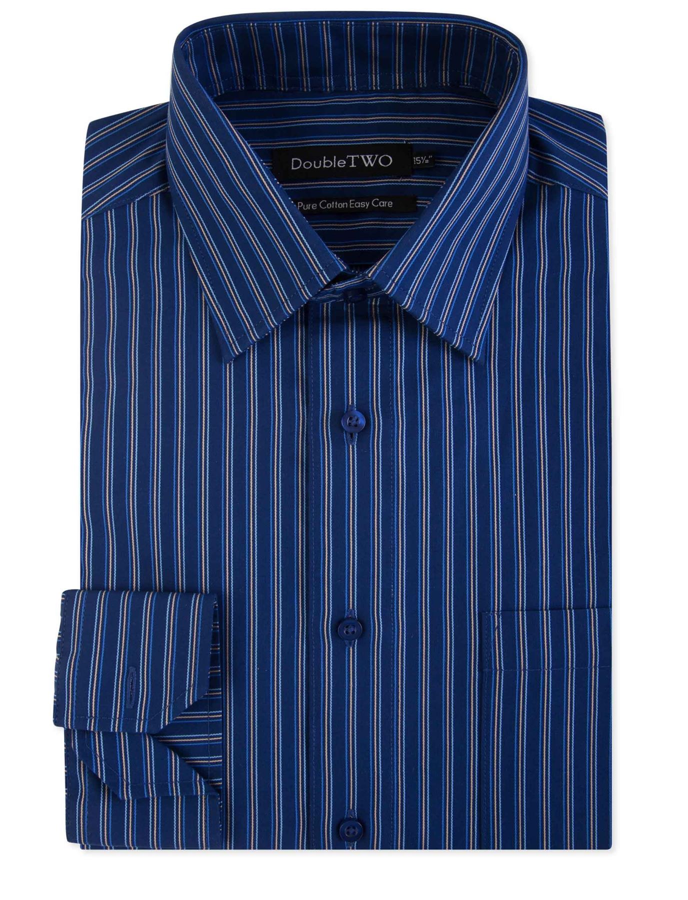 Double Two Men’s Pure Cotton Easy Care LS Shirts in Collar 15 to 23 Inc