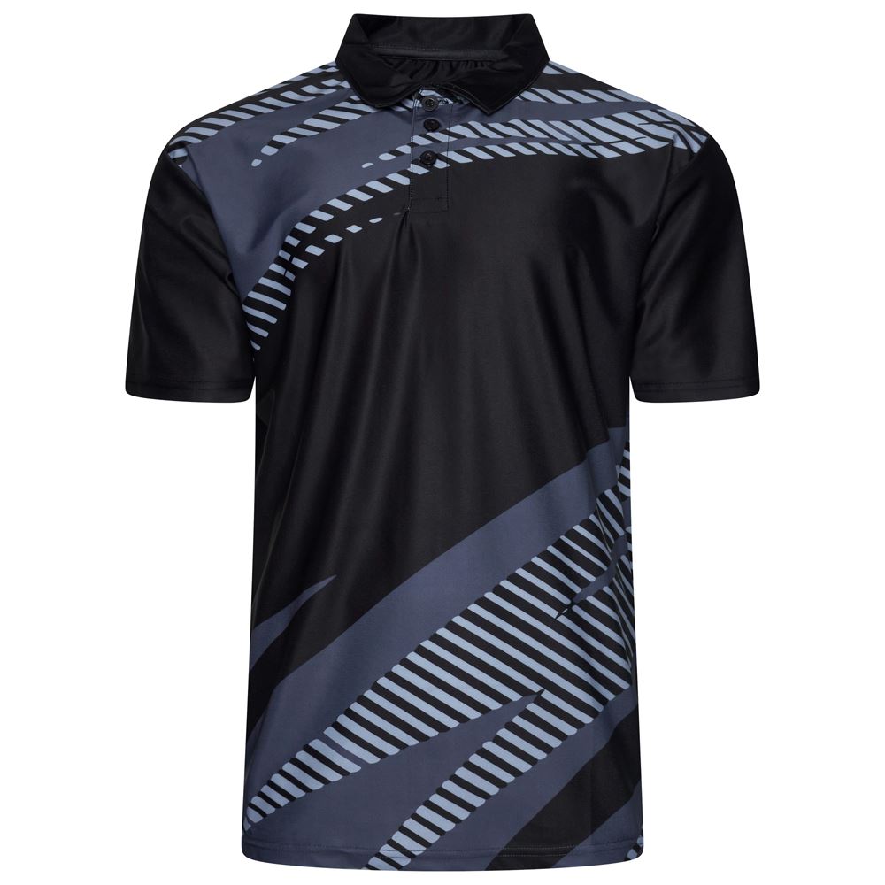 KAM Active Sports Printed Polo Shirt For Men in Black, 2XL-8XL