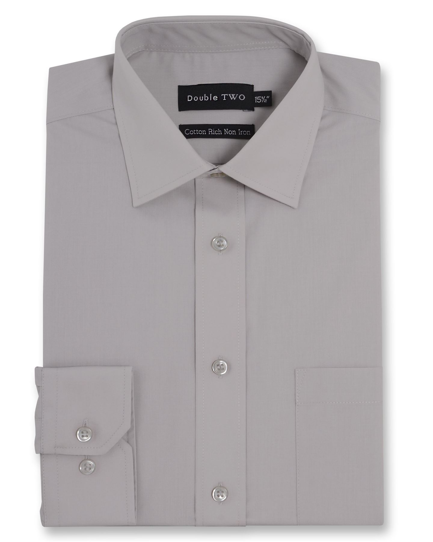 17.5/" Collar Double TWO Long Sleeved Non-iron Cotton Rich White Shirt
