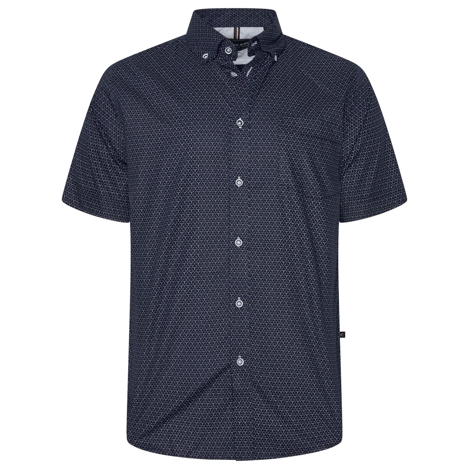 KAM Short Sleeve Geo Print Shirt For Men in Navy, 2XL-8XL