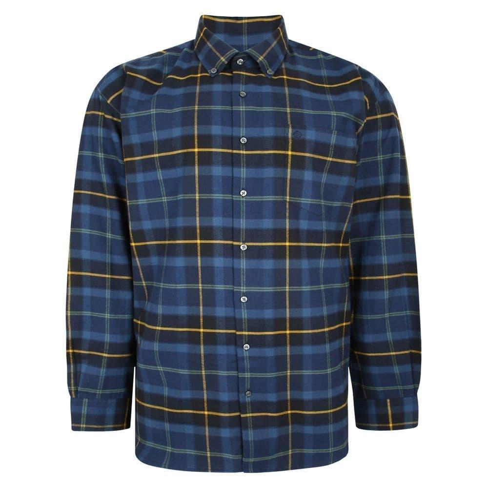 Espionage Men's Plus Size Brushed Shirt in Navy/Gold 2XL to 8XL - Picture 12 of 14