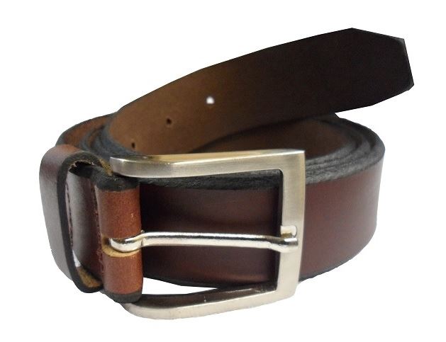 SOPHOS 35MM CHAMFORD EDGE BROWN LEATHER BELT WITH NICKLE BUCKLE,WAIST 32-56" - Picture 8 of 11