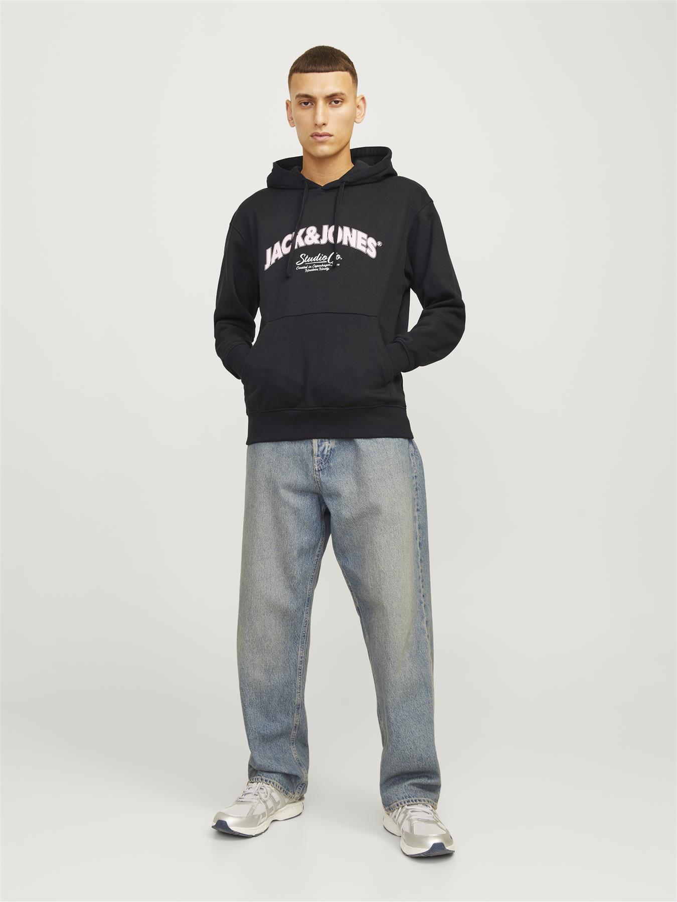Jack & Jones Big Sweat Hoodie For Men (JORBRONX ARCH) in Black, L-XL - Picture 3 of 5
