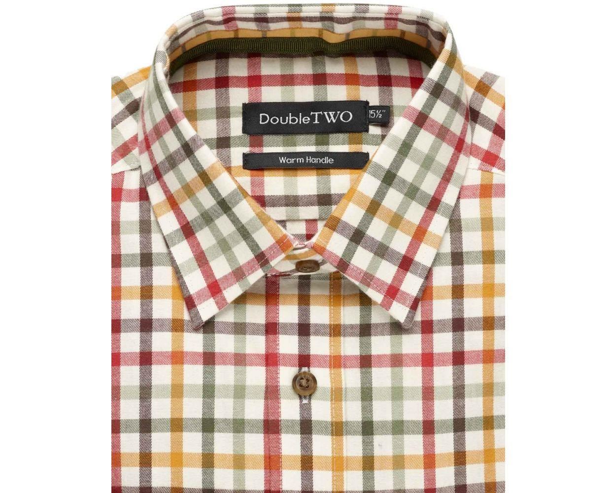 Double Two Men's Classic Fit Long Sleeve Pure Cotton Check Shirt 18.5-23, Gold - Picture 11 of 19