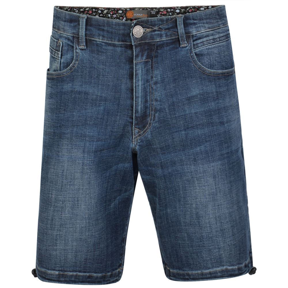 mid wash denim shorts