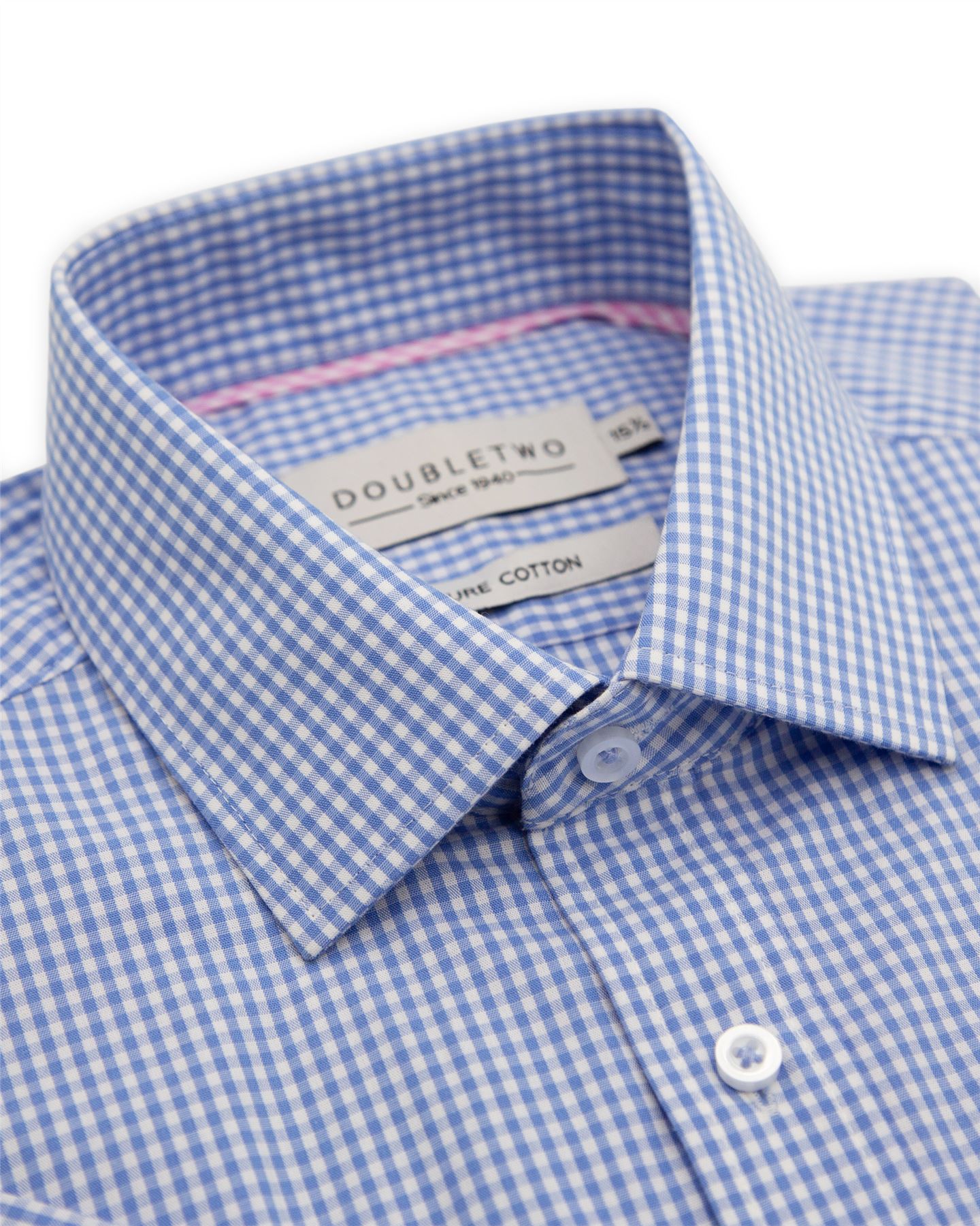 Double Two Gingham Check Short Sleeve Shirt for Men's (GSH4233) Blue, 15 to 23 - Bild 5 von 12