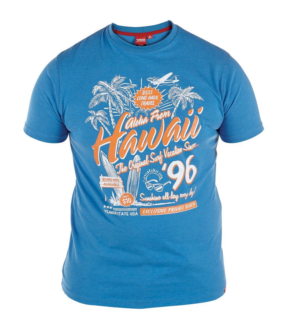 D555 ASHLEY-/"Hawaii 96/" Print Crew Neck T-Shirt in Size 2XL to 6XL 2 Options