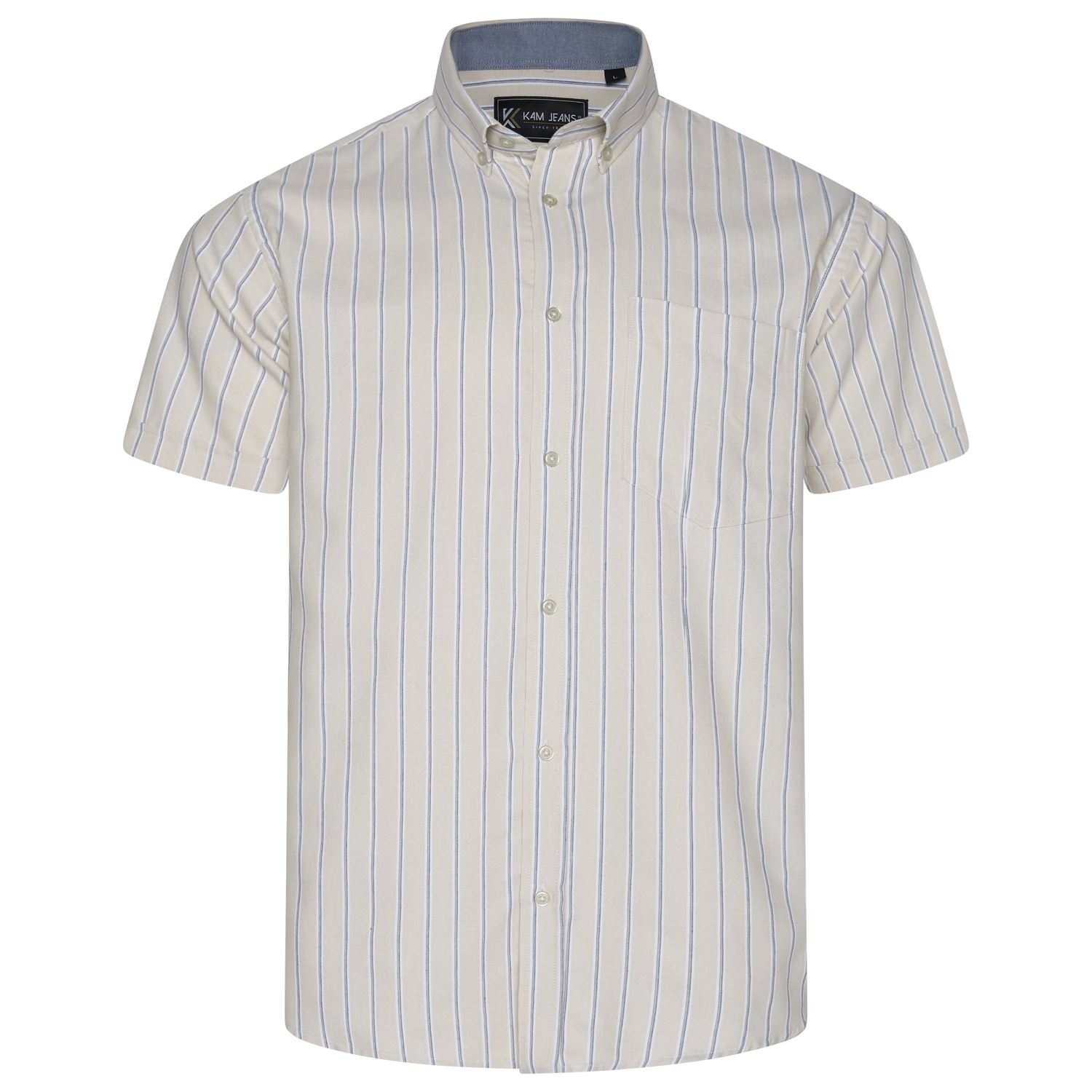 KAM Short Sleeve Casual Stripe Shirt For Men in 3 Colours, 2XL-8XL