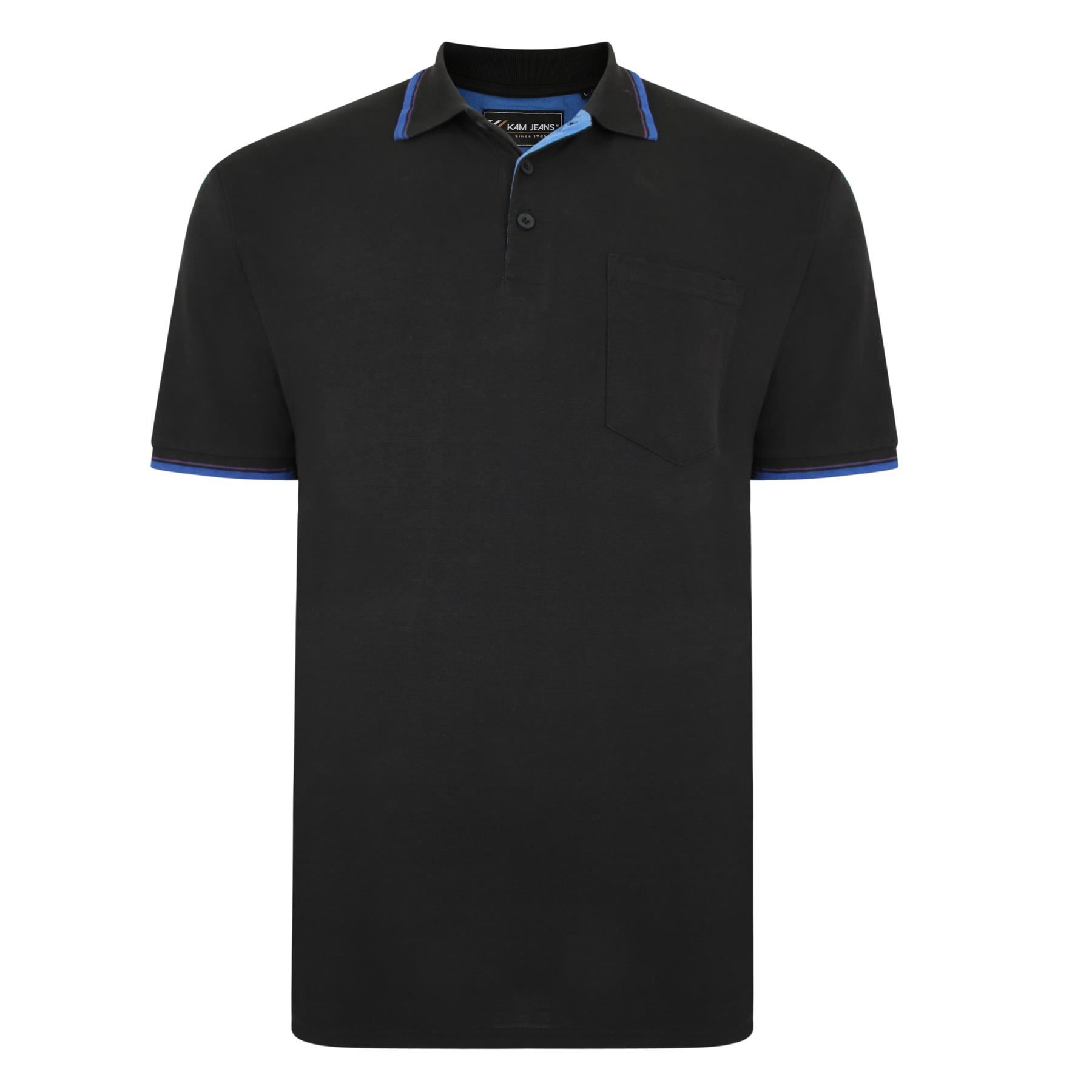 Kam (KBS5400C) Kbs Mens Big Size Tipped Polo Shirt With Pocket in 2XL-8XL