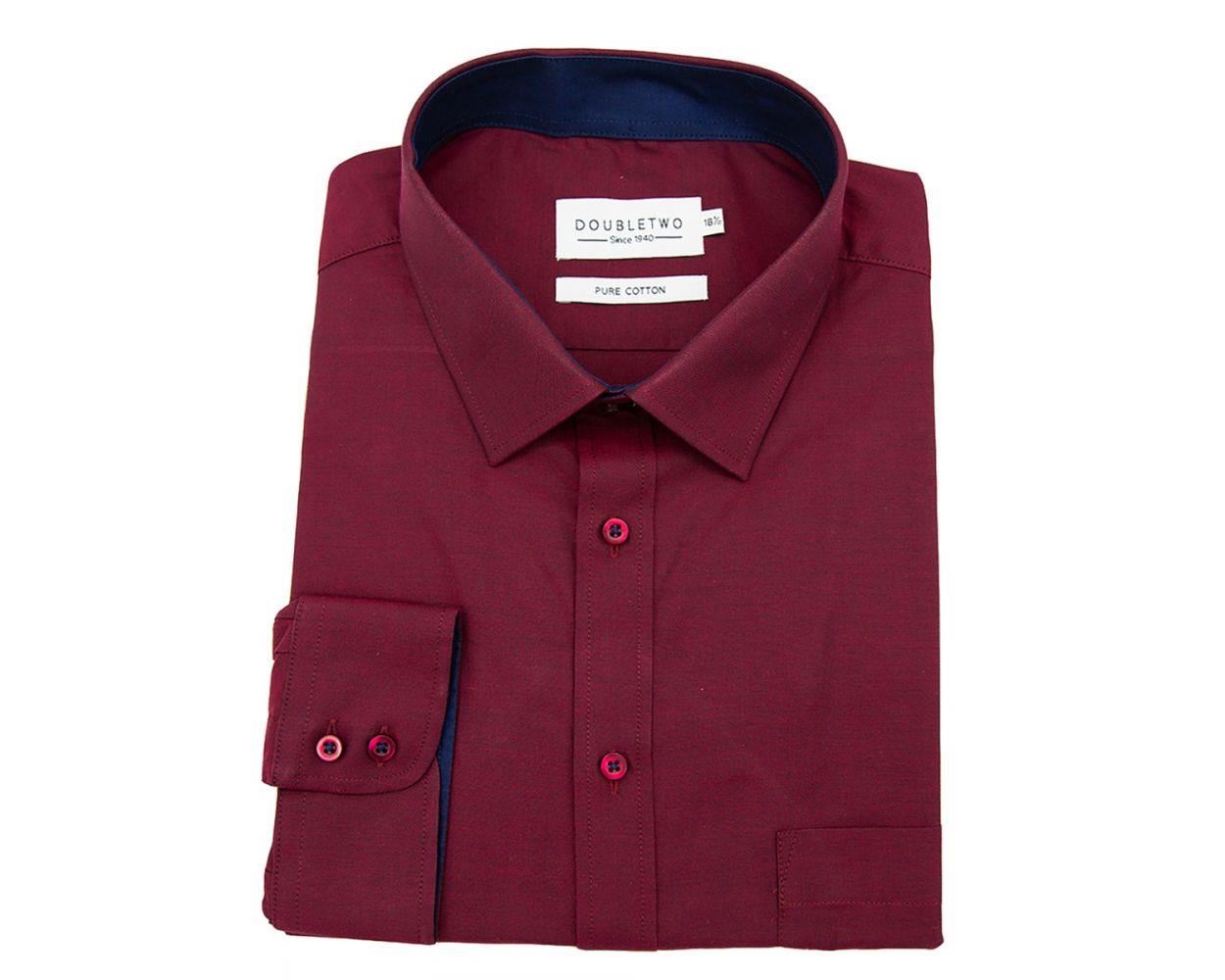 Camisa Formal Doble Dos Para Hombre Calce Clásico Manga Larga Algodón Puro 18.5 a 23 - Imagen 19 de 27