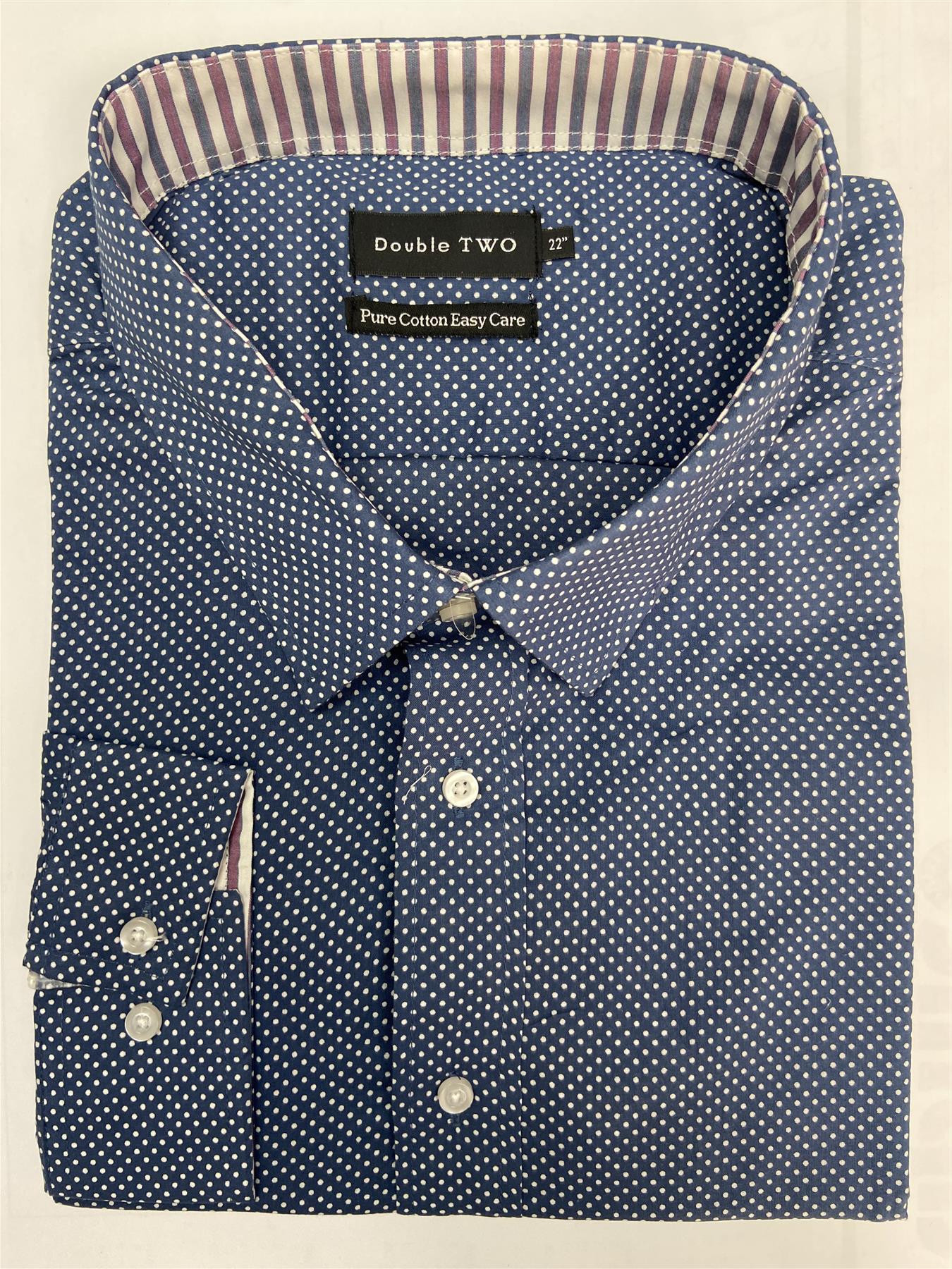 Double Two Pure Cotton Long Sleeve Leisure Shirt Size 18-23 Multiple Options
