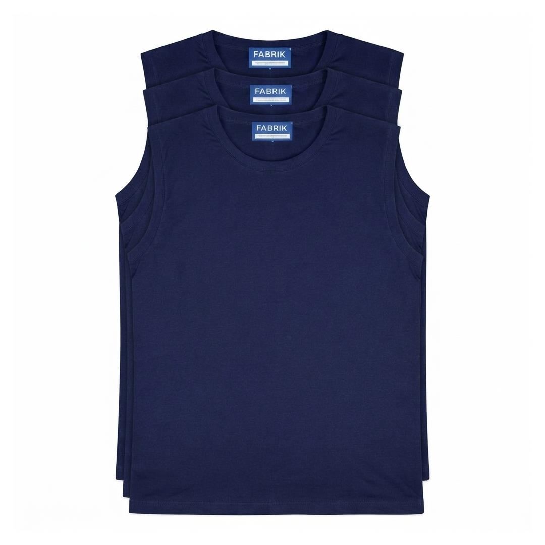 Fabrik Pure Cotton Crew Neck Sleeveless Tee Shirt For Men 3 Pack in 2XL-8XL