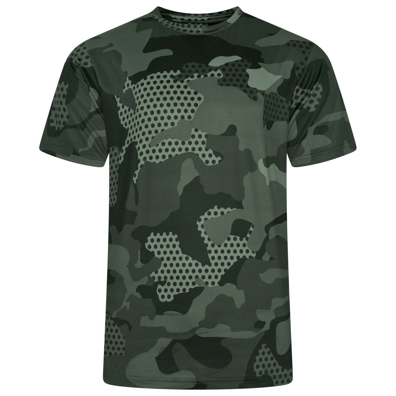 KAM Active Camo Print Cew Neck Tee For Men in Charcoal, 2XL-8XL