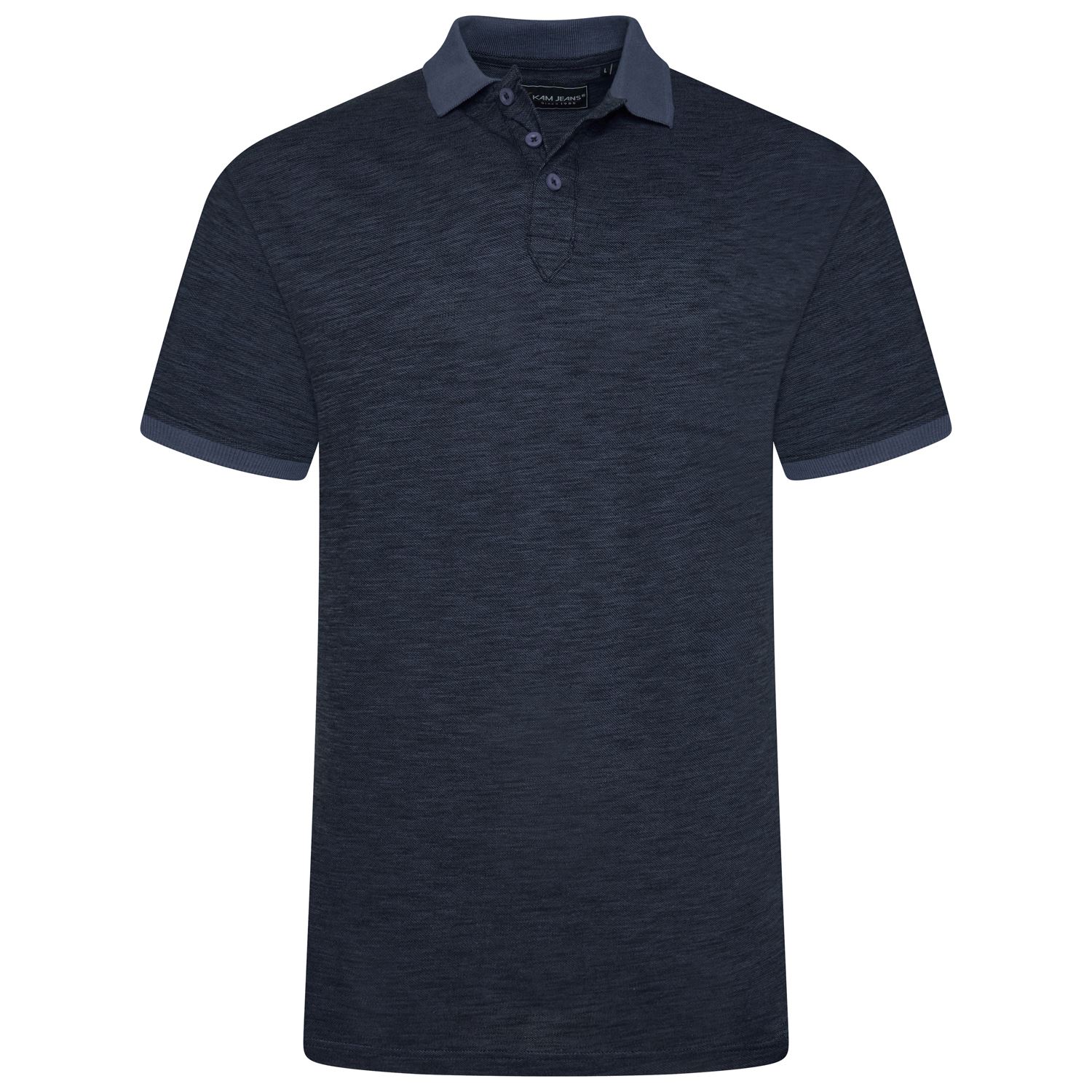 KAM Melange Polo Shirt For Men in Vintage Indigo, 2XL-8XL