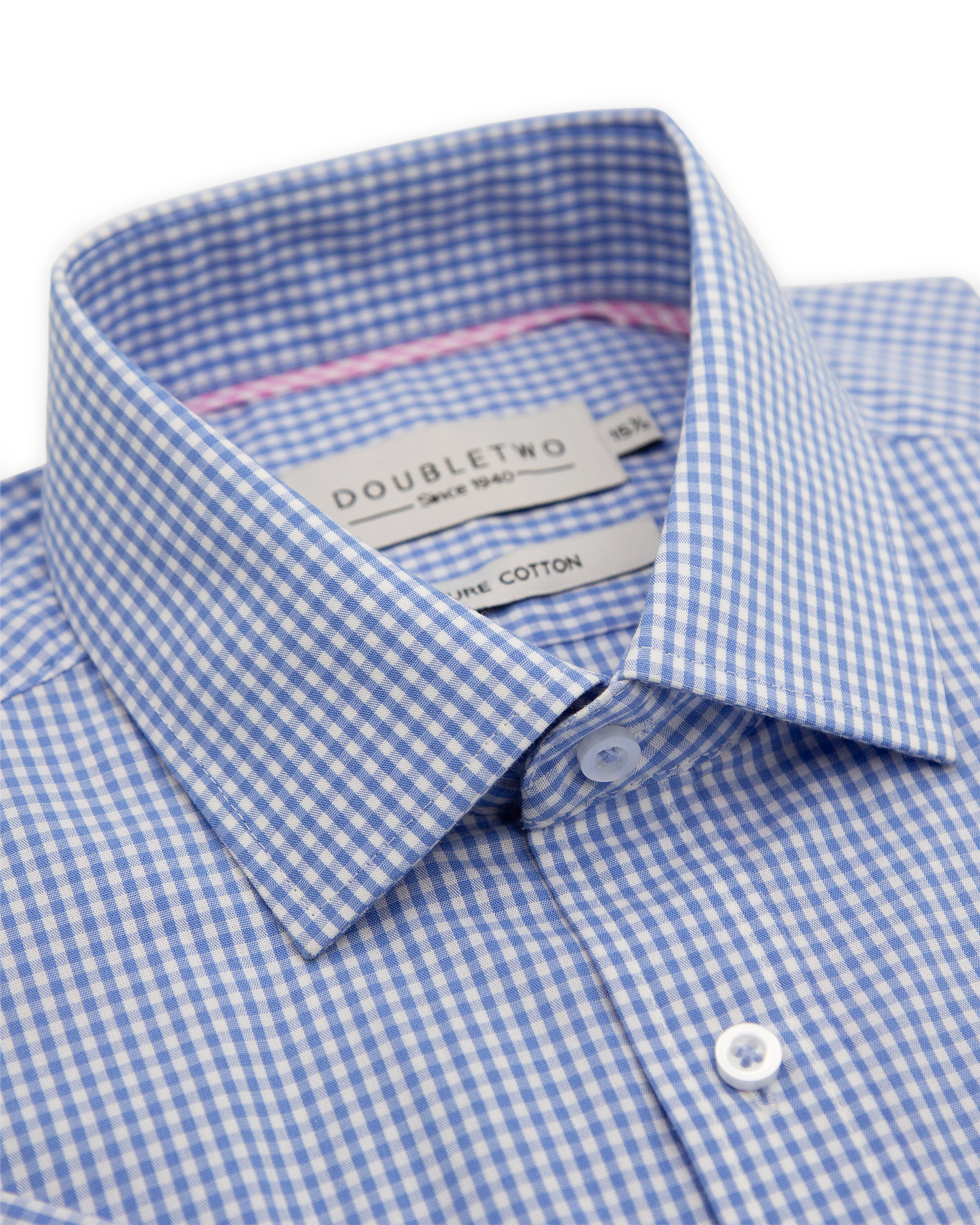 Double Two Gingham Check Short Sleeve Shirt for Men's (GSH4233) Blue, 15 to 23 - Bild 7 von 12