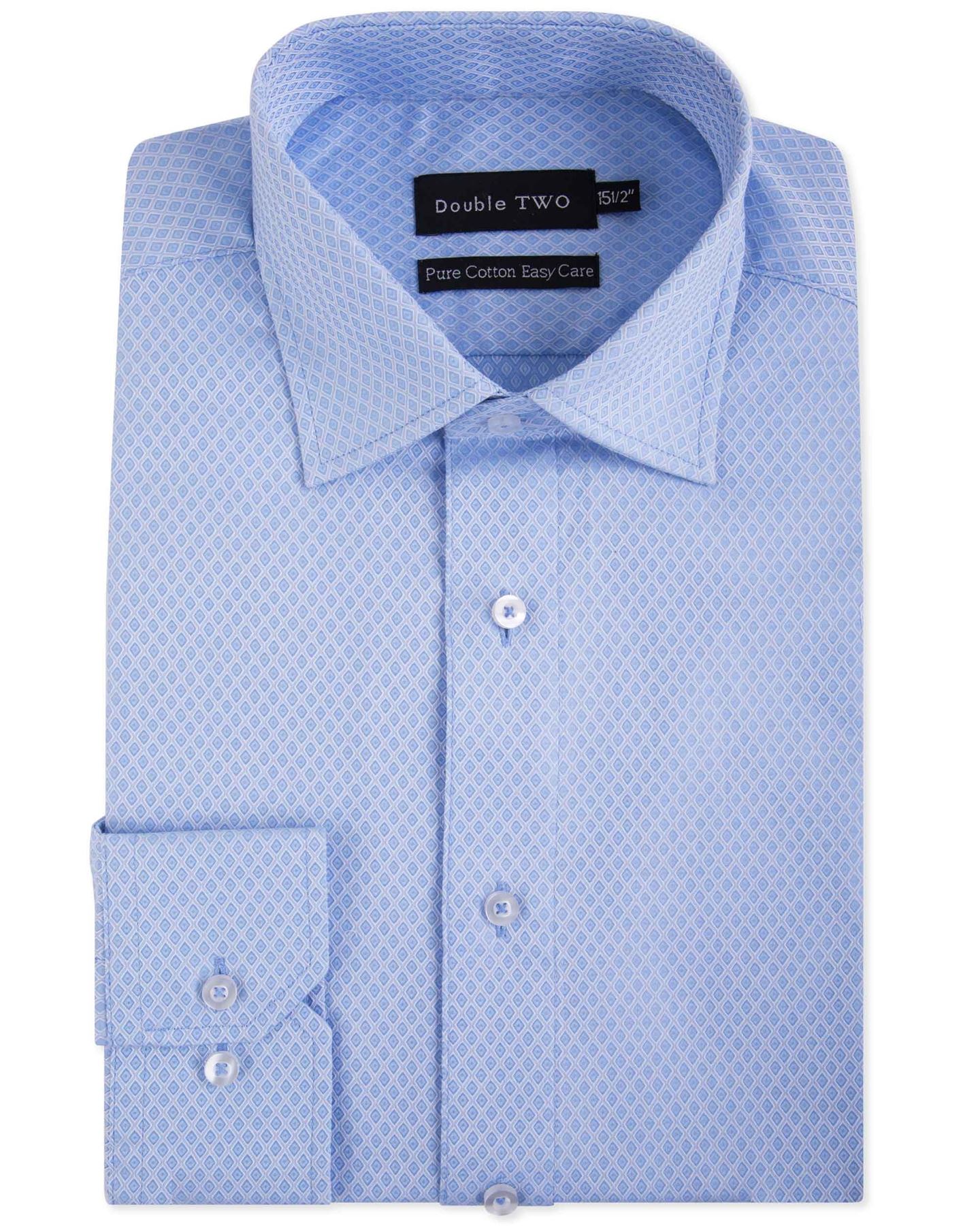 Double Two Mens Pure Cotton Patterned LS Shirts in Collar 15 to 23 Inches