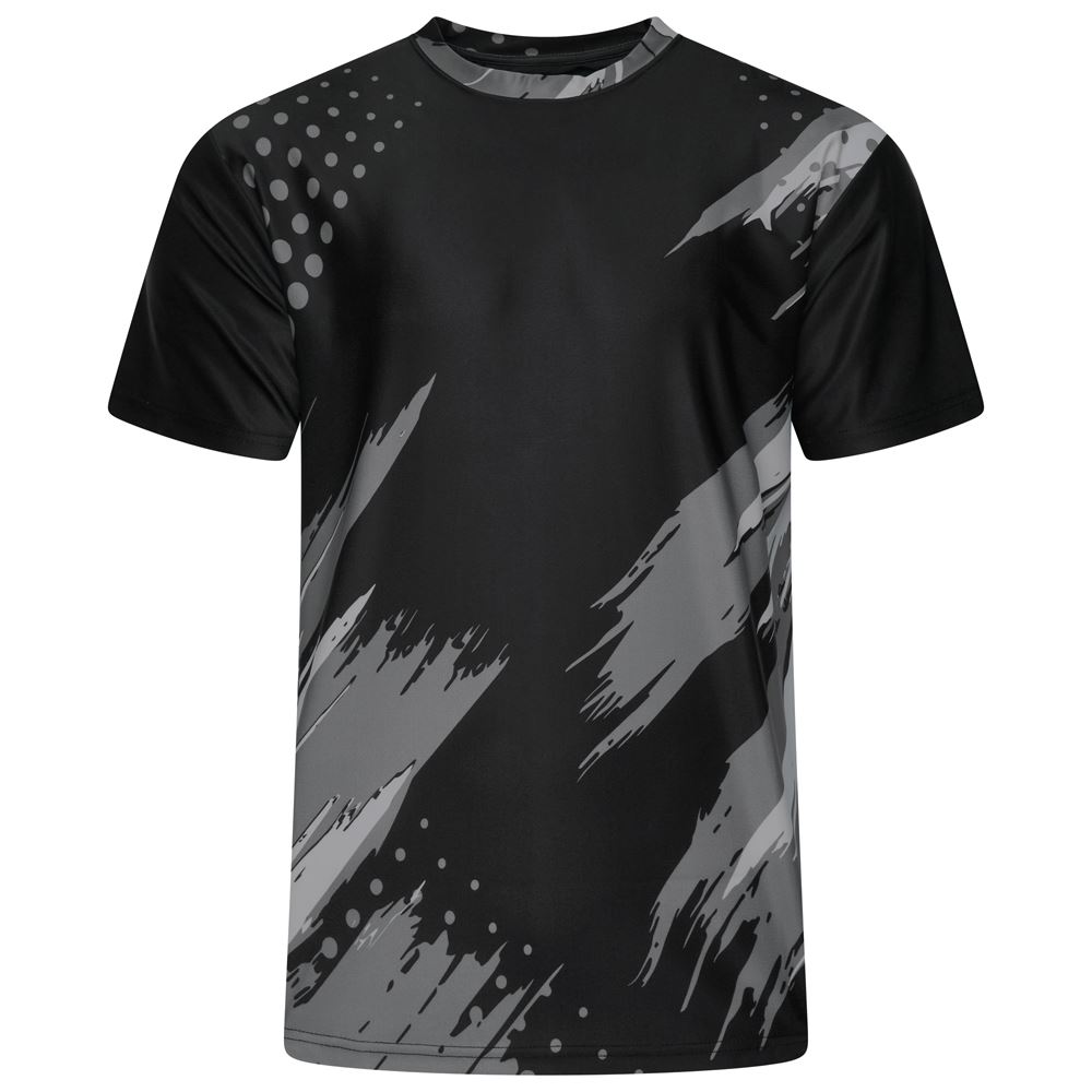 KAM Active Sports Print Crew Neck Tee For Men in Black, 2XL-8XL