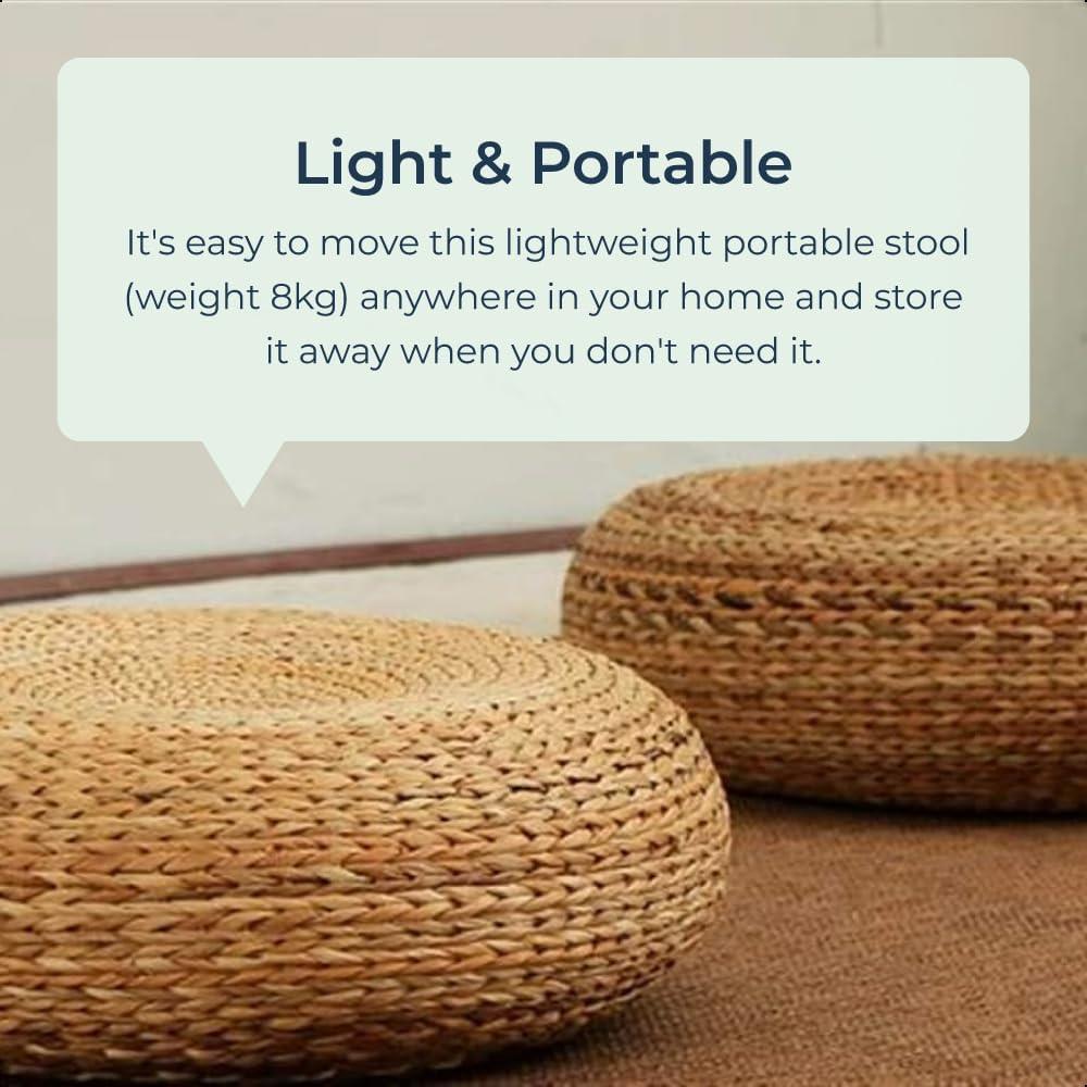 Jute Footstool Pouffe Lightweight Living Room Home Decor Foot Stool