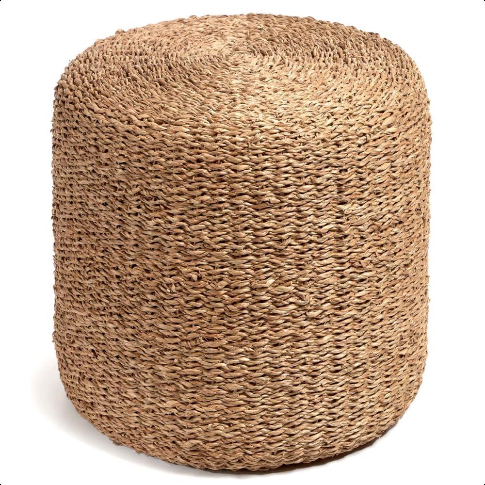 Jute Footstool Pouffe Lightweight Living Room Home Decor Foot Stool Round Square - Picture 12 of 13