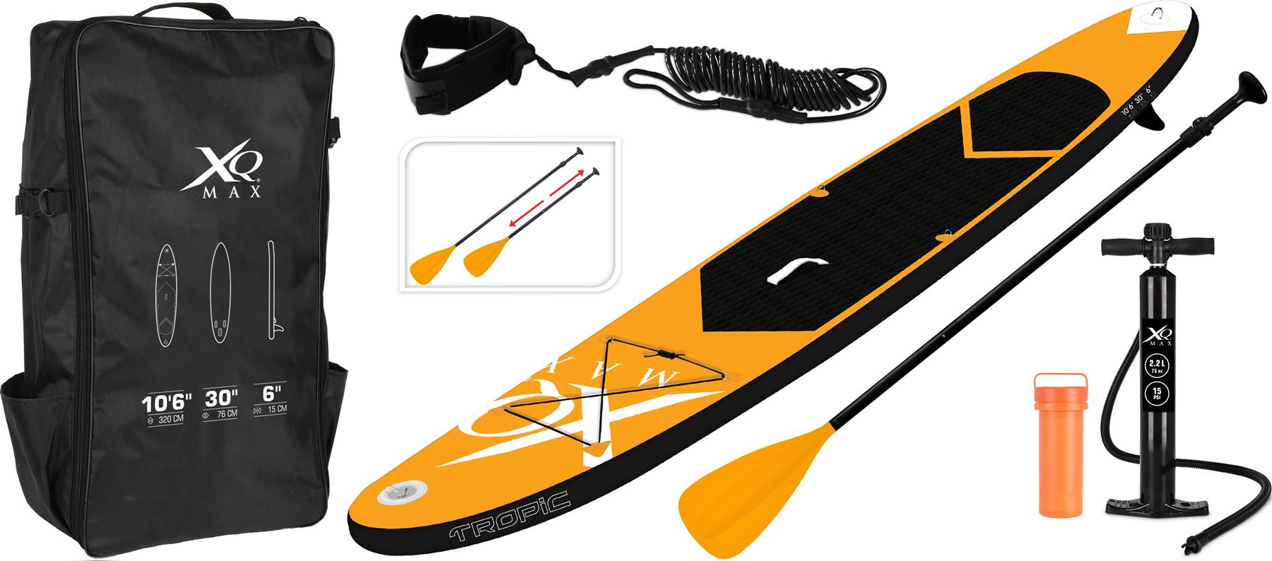 XQ Max 320cm 10.5ft 15cm 6" Inflatable SUP Stand Up Paddle Board Set