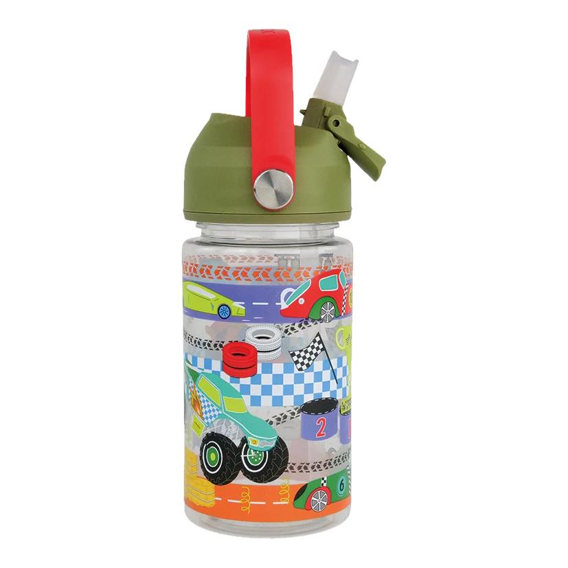 Kinder Trinkflasche Strohhalm 450ml Tritan Jungen wiederverwendbar Mädchen Griff Zahnseide & Rock - Bild 3 von 32