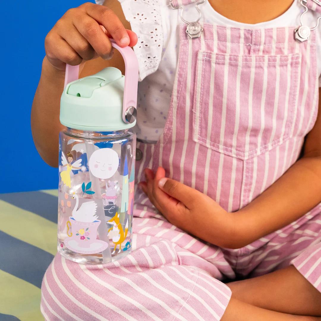 Kinder Trinkflasche Strohhalm 450ml Tritan Jungen wiederverwendbar Mädchen Griff Zahnseide & Rock - Bild 19 von 32