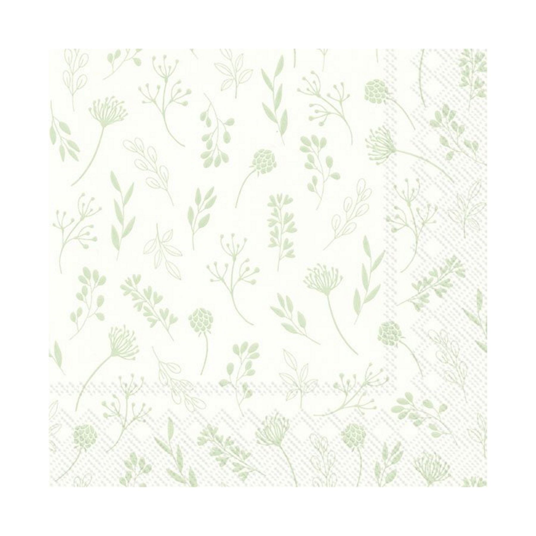 Paper Luncheon Napkins Tilda White Green Floral Party 3-ply Disposable Serviette