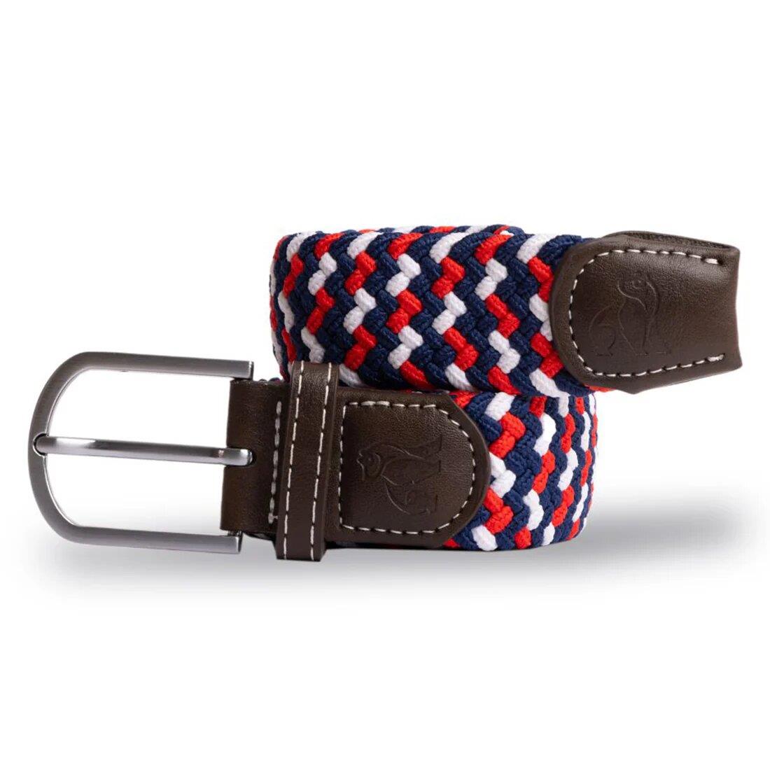 Swole Panda Unisex Elasticised Recycled Woven Adjustable Belt - Blue White Red - Picture 3 of 4